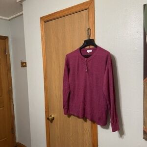 Michael Stars Medium Solid Plum Long Sleeve Henley Top - EUC